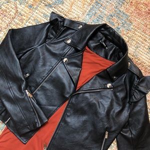 Shein Pleather Jacket with Frilled Shoulders